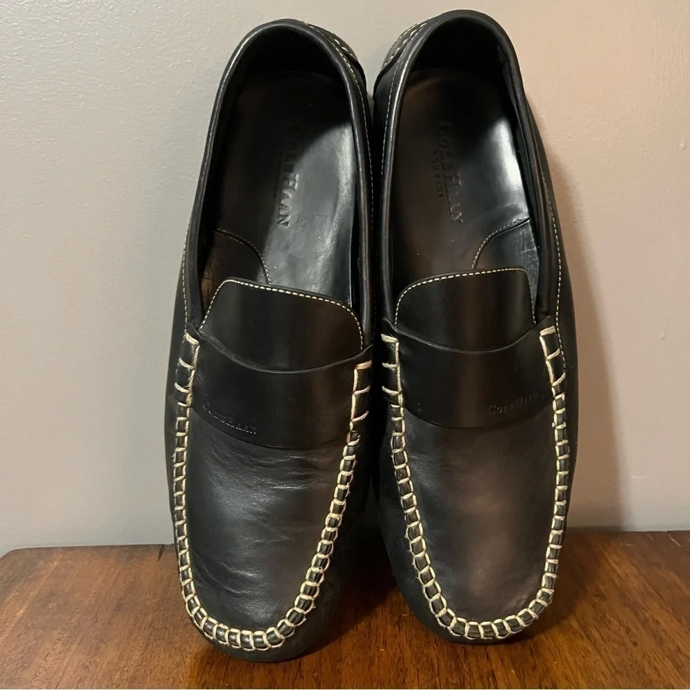 Cole Haan Men's Sz 11 D Black Leather Penny Driver Driving Style Loafer